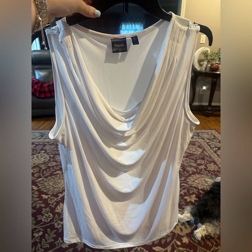 Rafaella white Womens XL Sleeveless Drape Neck Tank Top